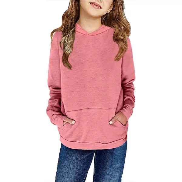 Haloumoning Kids Girls Fleece Pullover Hoodies Cute Leopard Printed Hooded Sweatshirts with Pockets 4-15 Years