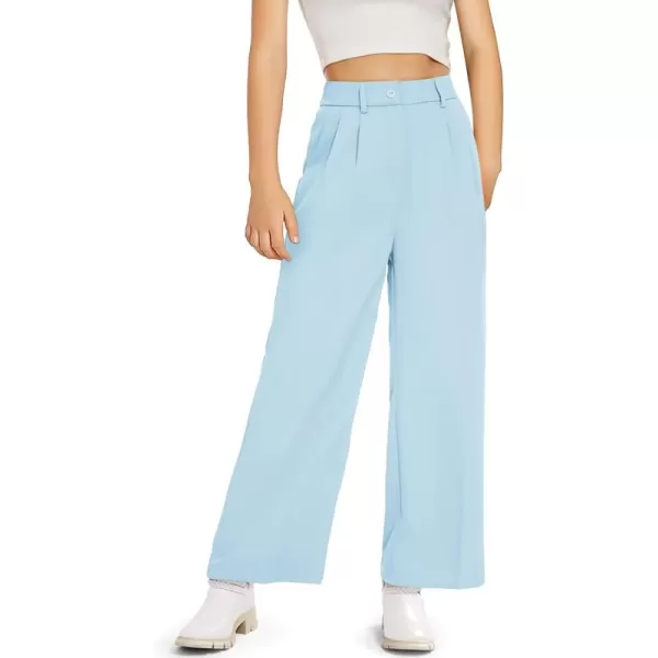 Kids Girls High Waist Wide Leg School Uniform Pants 5-14 Years