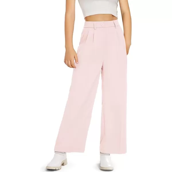 Kids Girls High Waist Wide Leg School Uniform Pants 5-14 Years