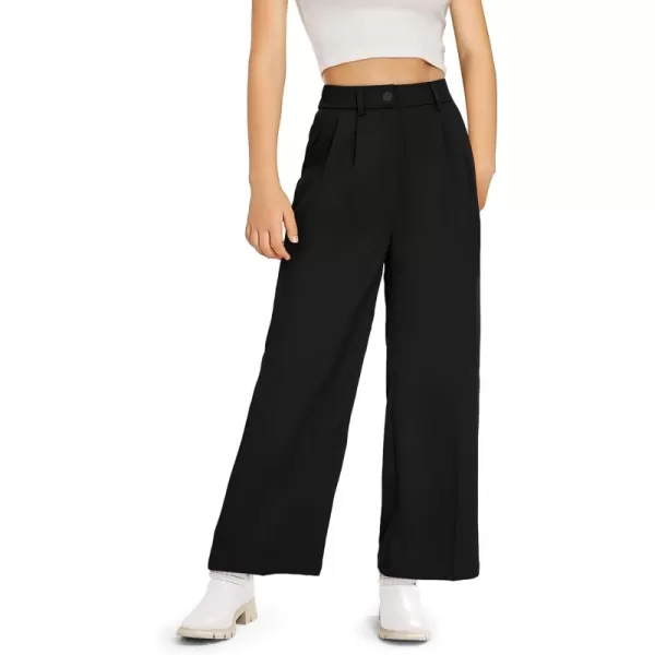 Kids Girls High Waist Wide Leg School Uniform Pants 5-14 Years