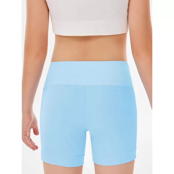 Girls Athletic Shorts Slim Tummy Control V Cross Waist Short Leggings Bike Dance Gymnastics Shorts