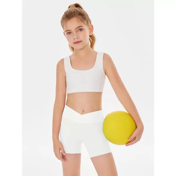 Girls Athletic Shorts Slim Tummy Control V Cross Waist Short Leggings Bike Dance Gymnastics Shorts