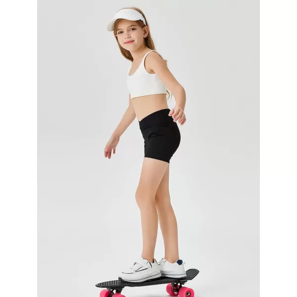 Girls Athletic Shorts Slim Tummy Control V Cross Waist Short Leggings Bike Dance Gymnastics Shorts