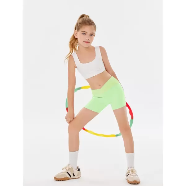 Girls Athletic Shorts Slim Tummy Control V Cross Waist Short Leggings Bike Dance Gymnastics Shorts