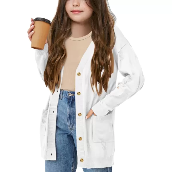 Girls Cardigans Kids Fashion Open Front Long Sleeve Knit Sweaters Outerwear with Pockets 5-14 Years