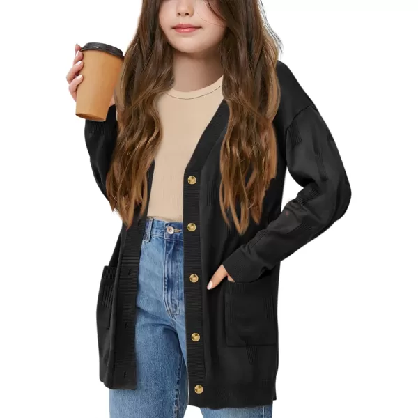 Girls Cardigans Kids Fashion Open Front Long Sleeve Knit Sweaters Outerwear with Pockets 5-14 Years