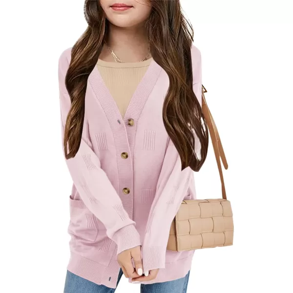 Girls Cardigans Kids Fashion Open Front Long Sleeve Knit Sweaters Outerwear with Pockets 5-14 Years
