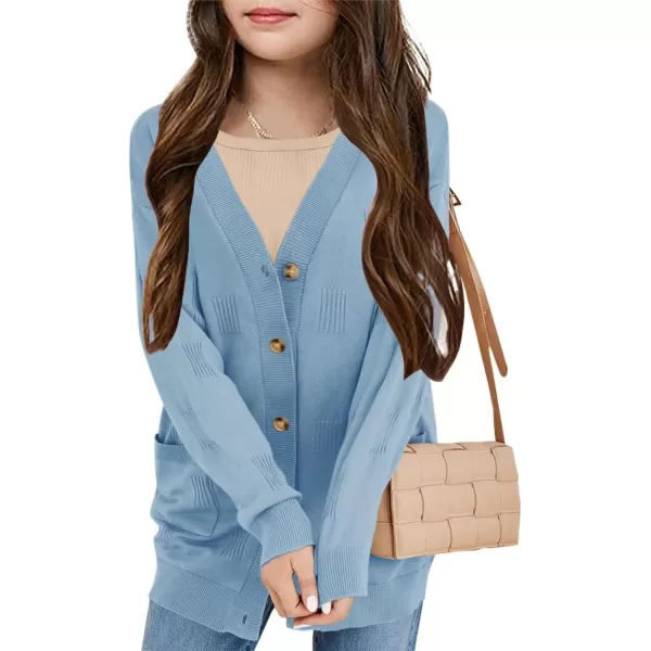 Girls Cardigans Kids Fashion Open Front Long Sleeve Knit Sweaters Outerwear with Pockets 5-14 Years