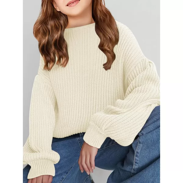 Girls Oversized Long Sleeve Sweaters Kids Drop Shoulder Batwing Crewneck Pullover Clothes 5-14 Years