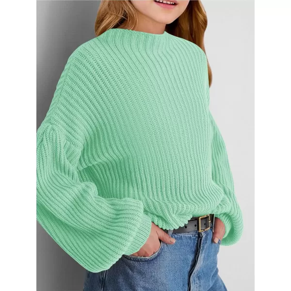Girls Oversized Long Sleeve Sweaters Kids Drop Shoulder Batwing Crewneck Pullover Clothes 5-14 Years