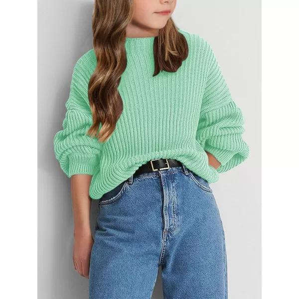 Girls Oversized Long Sleeve Sweaters Kids Drop Shoulder Batwing Crewneck Pullover Clothes 5-14 Years