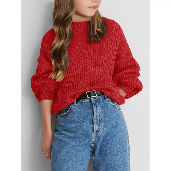 Girls Oversized Long Sleeve Sweaters Kids Drop Shoulder Batwing Crewneck Pullover Clothes 5-14 Years