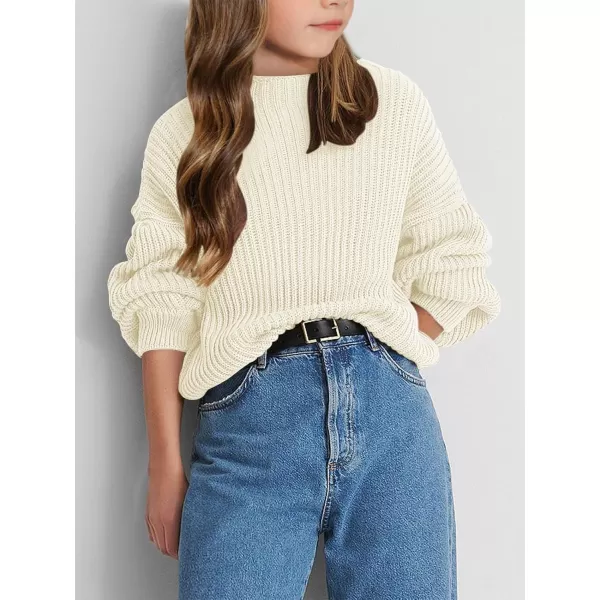 Girls Oversized Long Sleeve Sweaters Kids Drop Shoulder Batwing Crewneck Pullover Clothes 5-14 Years
