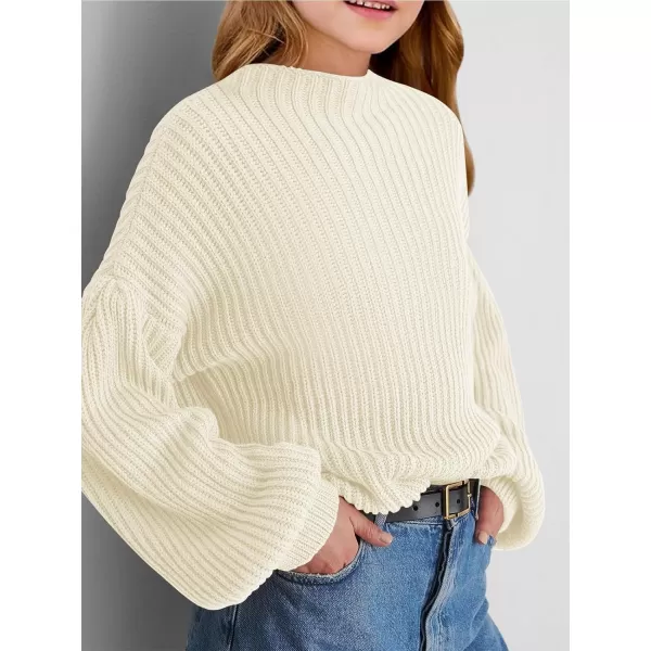 Girls Oversized Long Sleeve Sweaters Kids Drop Shoulder Batwing Crewneck Pullover Clothes 5-14 Years