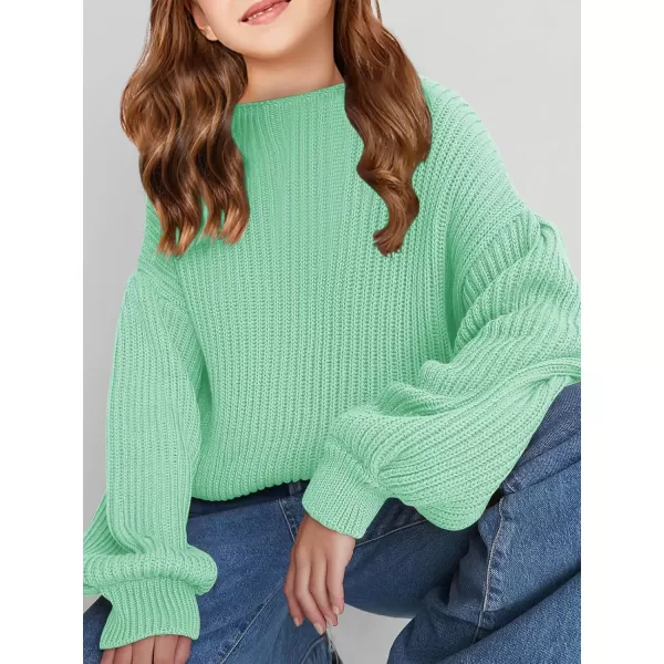 Girls Oversized Long Sleeve Sweaters Kids Drop Shoulder Batwing Crewneck Pullover Clothes 5-14 Years