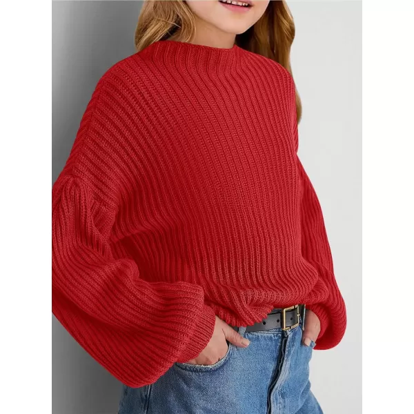 Girls Oversized Long Sleeve Sweaters Kids Drop Shoulder Batwing Crewneck Pullover Clothes 5-14 Years