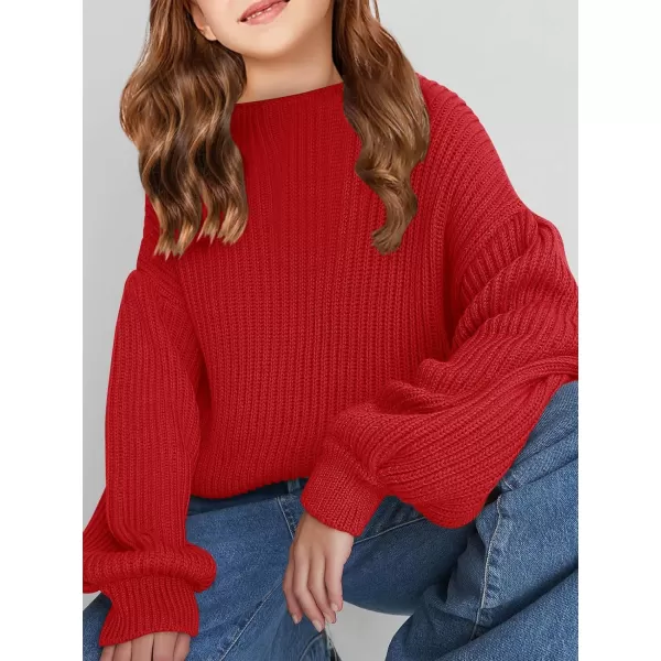 Girls Oversized Long Sleeve Sweaters Kids Drop Shoulder Batwing Crewneck Pullover Clothes 5-14 Years