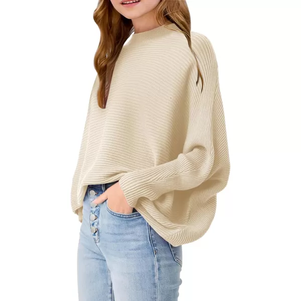 Girls Oversized Sweater Kids Fashion Batwing Sleeve Ribbed Knit Pullover Tops 5-14 Years