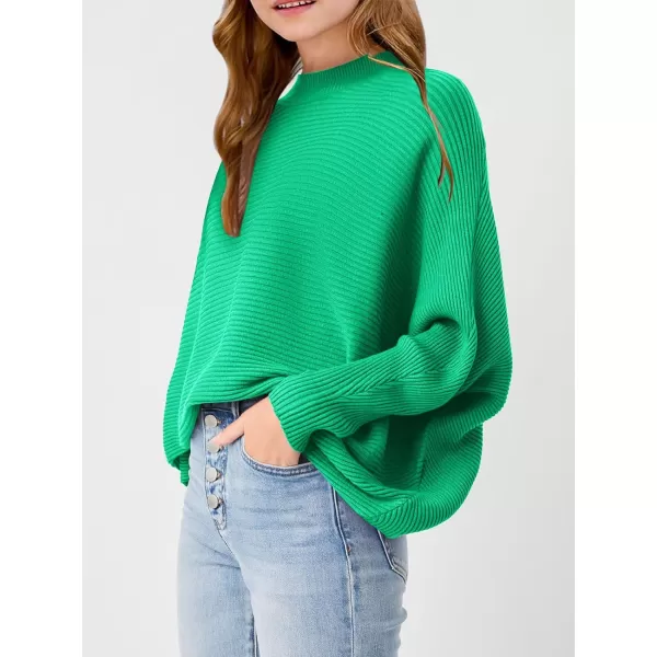 Girls Oversized Sweater Kids Fashion Batwing Sleeve Ribbed Knit Pullover Tops 5-14 Years