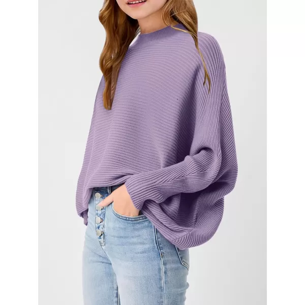 Girls Oversized Sweater Kids Fashion Batwing Sleeve Ribbed Knit Pullover Tops 5-14 Years