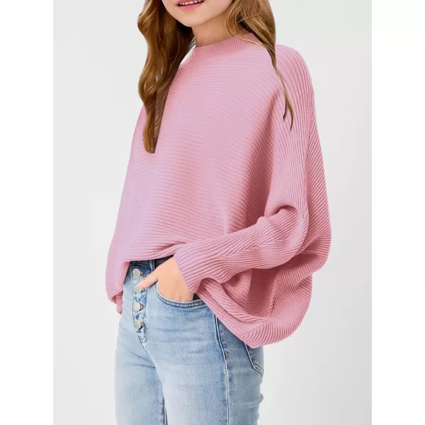 Girls Oversized Sweater Kids Fashion Batwing Sleeve Ribbed Knit Pullover Tops 5-14 Years