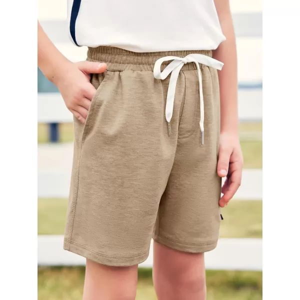 Haloumoning Boys Athletic Shorts Elastic Waist Youth Pull-On Basketball Shorts with Pockets 3-14 Years