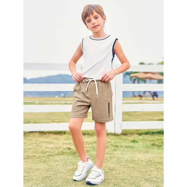 Haloumoning Boys Athletic Shorts Elastic Waist Youth Pull-On Basketball Shorts with Pockets 3-14 Years