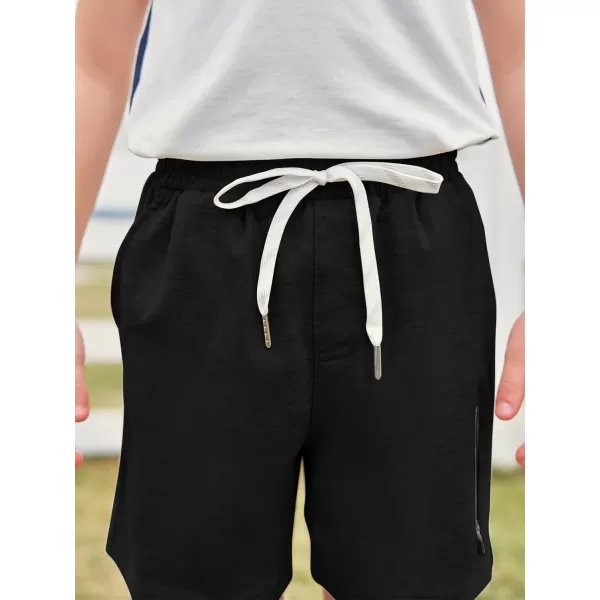 Haloumoning Boys Athletic Shorts Elastic Waist Youth Pull-On Basketball Shorts with Pockets 3-14 Years