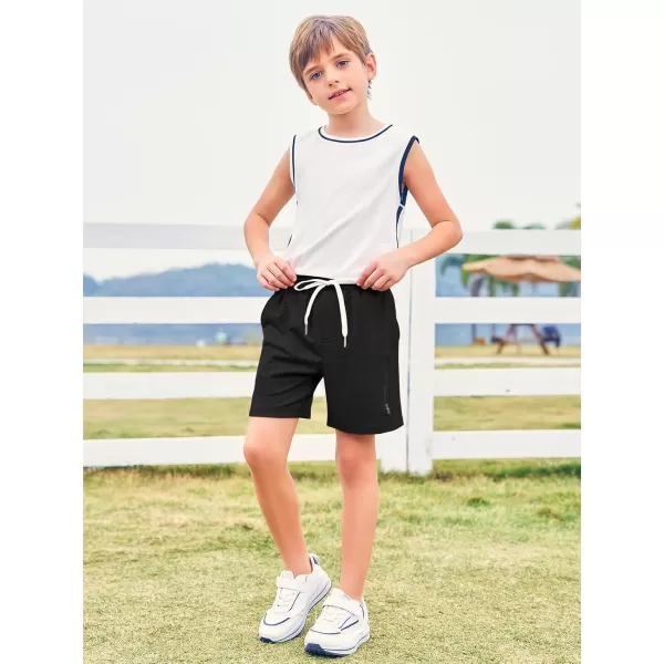 Haloumoning Boys Athletic Shorts Elastic Waist Youth Pull-On Basketball Shorts with Pockets 3-14 Years