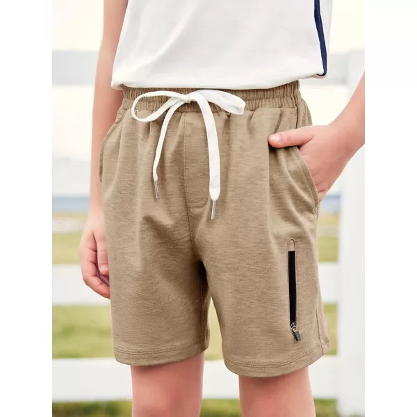 Haloumoning Boys Athletic Shorts Elastic Waist Youth Pull-On Basketball Shorts with Pockets 3-14 Years
