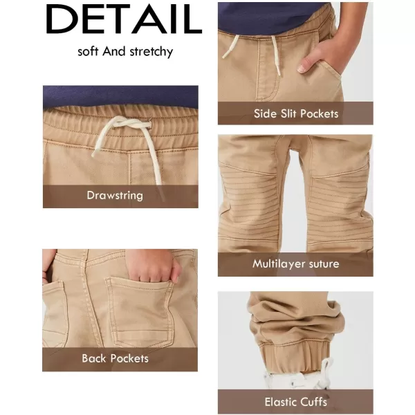 Haloumoning Boys Drawstring Cargo Pants Kids Elastic Waist Cotton Twill Jogging School Pants 5-14 Years
