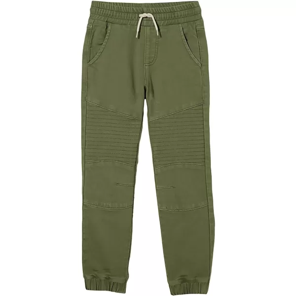 Haloumoning Boys Drawstring Cargo Pants Kids Elastic Waist Cotton Twill Jogging School Pants 5-14 Years