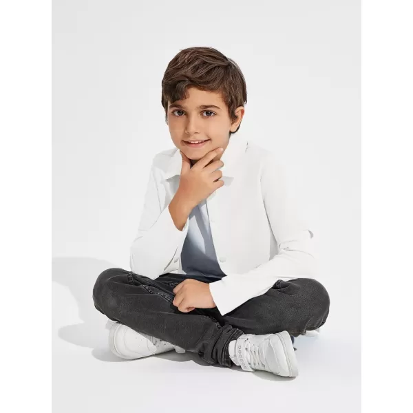 Haloumoning Boys Fashion 2-in-1 Long Sleeve Button Down Shirts 5-14 Years