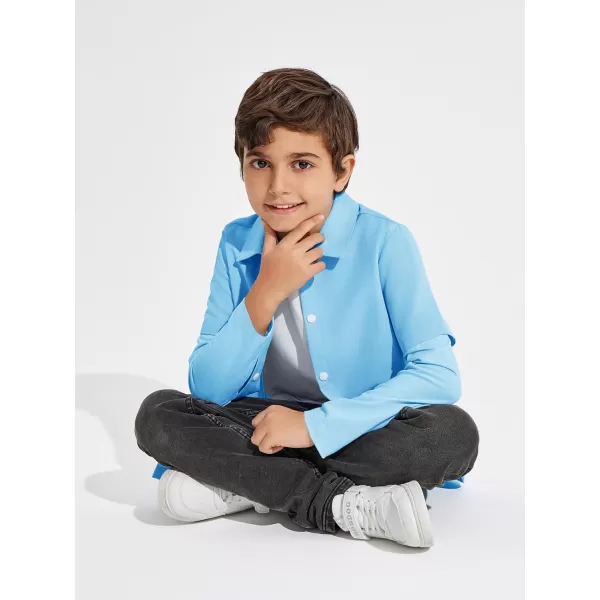 Haloumoning Boys Fashion 2-in-1 Long Sleeve Button Down Shirts 5-14 Years