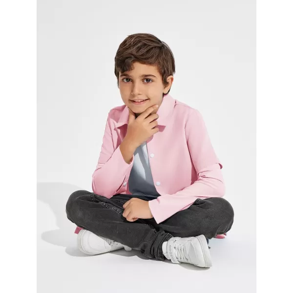 Haloumoning Boys Fashion 2-in-1 Long Sleeve Button Down Shirts 5-14 Years