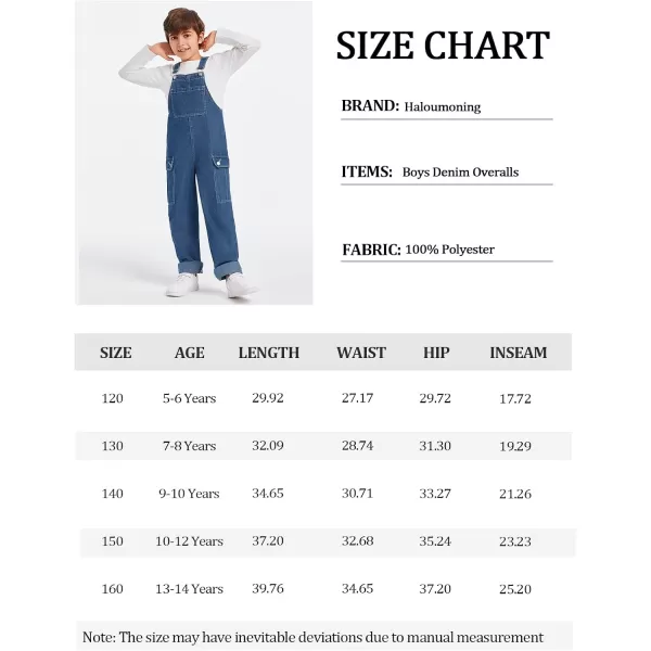 Haloumoning Boys Fashion Denim Overalls with Flap Pockets 5-14 Years