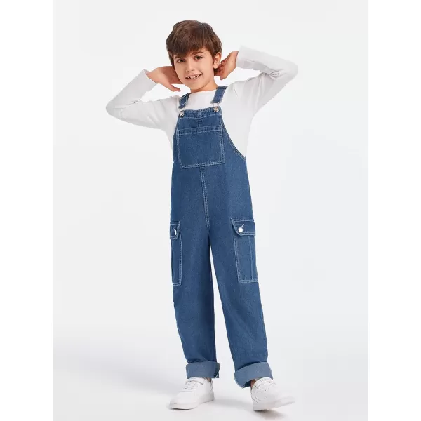 Haloumoning Boys Fashion Denim Overalls with Flap Pockets 5-14 Years