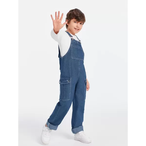 Haloumoning Boys Fashion Denim Overalls with Flap Pockets 5-14 Years