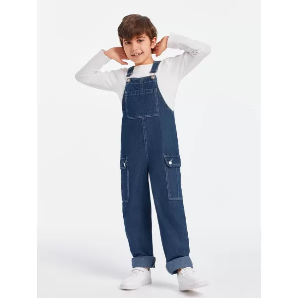 Haloumoning Boys Fashion Denim Overalls with Flap Pockets 5-14 Years