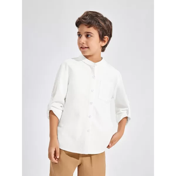 Haloumoning Boys Linen Henley Shirt Button Down Long Sleeve Shirts 5-14 Years