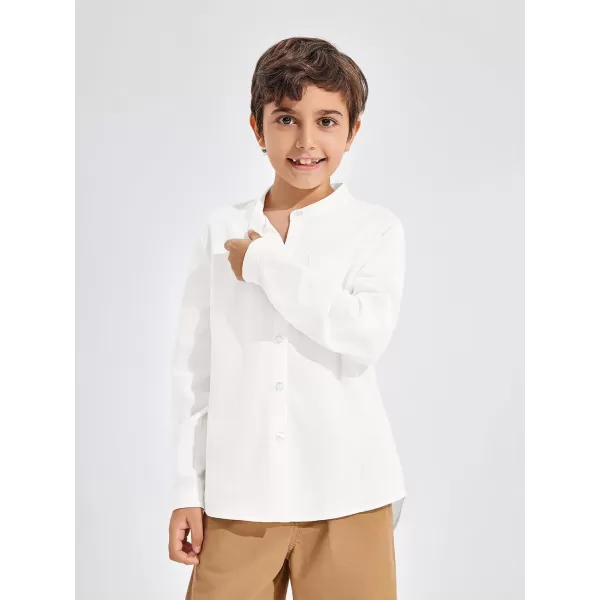 Haloumoning Boys Linen Henley Shirt Button Down Long Sleeve Shirts 5-14 Years