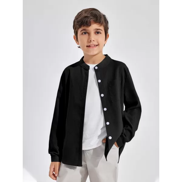 Haloumoning Boys Linen Henley Shirt Button Down Long Sleeve Shirts 5-14 Years
