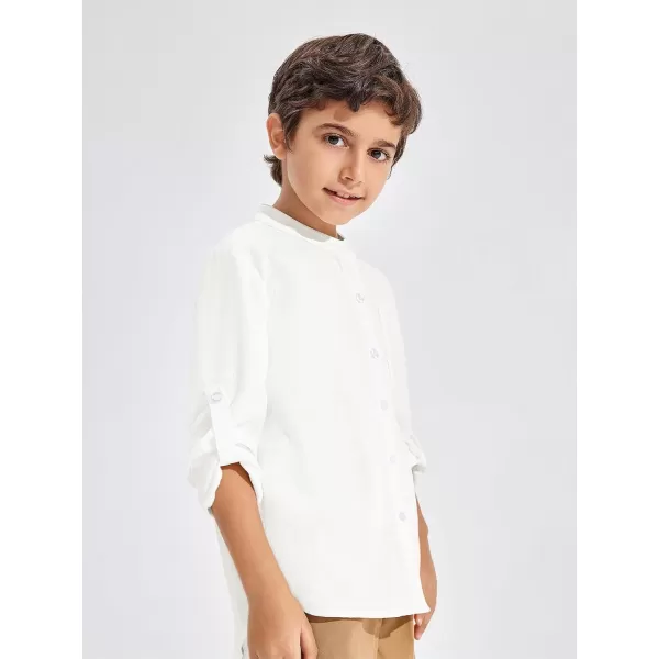 Haloumoning Boys Linen Henley Shirt Button Down Long Sleeve Shirts 5-14 Years