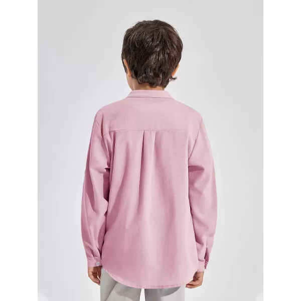 Haloumoning Boys Linen Henley Shirt Button Down Long Sleeve Shirts 5-14 Years