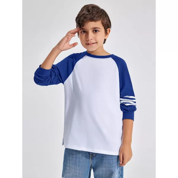 Haloumoning Boys Long Sleeve Raglan T-Shirts Casual Colorblock Crewneck Tops Tees 4-14 Years