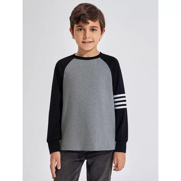 Haloumoning Boys Long Sleeve Raglan T-Shirts Casual Colorblock Crewneck Tops Tees 4-14 Years