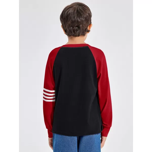 Haloumoning Boys Long Sleeve Raglan T-Shirts Casual Colorblock Crewneck Tops Tees 4-14 Years