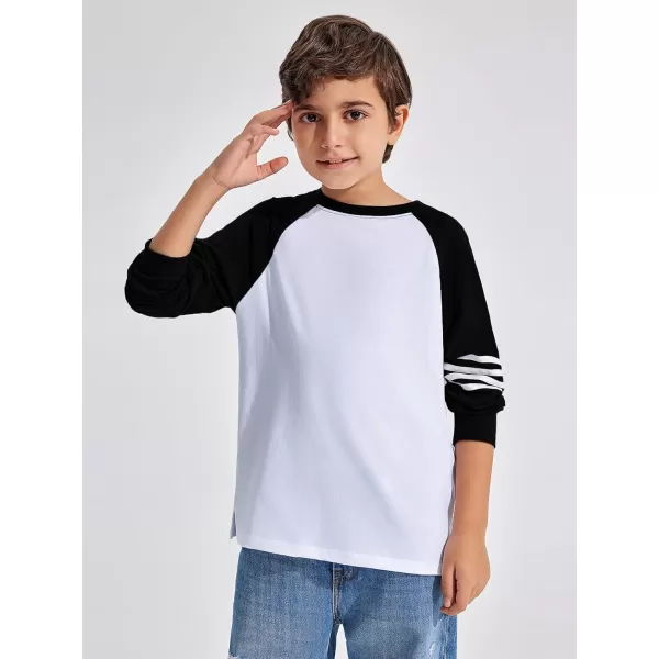 Haloumoning Boys Long Sleeve Raglan T-Shirts Casual Colorblock Crewneck Tops Tees 4-14 Years