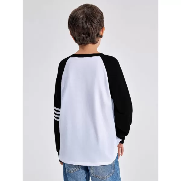 Haloumoning Boys Long Sleeve Raglan T-Shirts Casual Colorblock Crewneck Tops Tees 4-14 Years