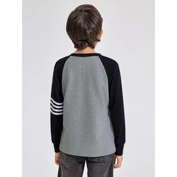Haloumoning Boys Long Sleeve Raglan T-Shirts Casual Colorblock Crewneck Tops Tees 4-14 Years